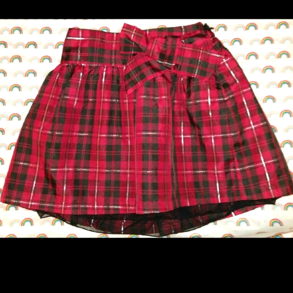 Red and Black Plaid/Bow Skirt